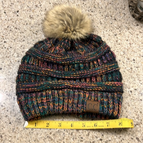 C.C Confetti Knitted Beanie with Pom - Picture 4 of 6